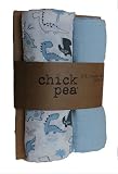 Chick Pea Muslin Swaddle Blankets - Set of 2 Blue Dino by Chic Pea