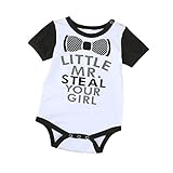 Karchi ベビー服 男の子用 ロンパース 可愛い　Little MR. Steal アルファベットプリント 半袖 コットン100% カバーオール　春夏服 誕生日　お出かけ　パーティー ０－２４ヶ月