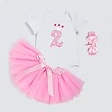 ALLAIBB ベビー服 女の子 半袖 ロンパース チュチュスカート ピンク ヘアバンド 3点セット 誕生日 出産祝い 2歳 M