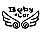 ノーブランド 黒 Baby In Car 羽 ステッカー オシャレ キュート系 キッズインカー こどもが乗っています kids in car