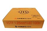 伸興電線 ビニルキャブタイヤ丸型コード VCTF 4芯 1.25SQ 灰 100m