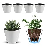 Vanslogreen 10cm 小さい 植木鉢 円形 給水プランター 貯水植木鉢 保水機能 現代風 室内 観葉植物 ハーブ 花栽培適用 底