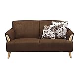 3人掛けソファ 花柄クッション付き ダークブラウン 154235 幅163×奥行き80×高さ77c