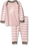 Coccoli Baby Girls' Pink Contrast Rib Knit Cotton 2 Piece Set Heather Pink/Cream Stripes 9 Months [並