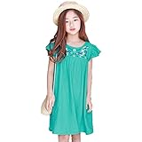 [XINXIKEJI]子供服 女の子ドレス サマードレス 花柄 女の子 ノースリーブ 刺繍 蝶結び 子供ワンピース キッズ服 お姫様ドレス ガールズワンピース お洒落 お誕生日 結婚式 110CM
