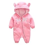 エルフ ベビー(Fairy Baby)ベビー服 ロンパース フード付き クマ耳 長袖 秋冬防寒着 6M ピンク