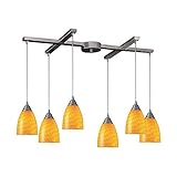 Elk Lighting Arco Baleno 6 Light Pendant in Satin Nickel and Canary [並行輸入品]
