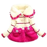 Aivtalk Baby Girls Princess Faux Fur Coat Thick Padded Jacket Size 100 Rose Red [並行輸入品]