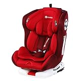 カーシート赤ちゃん360°回転座席車のシートカバー0-12歳（0-36kg）青、星青、赤、グレー (Color : Red)