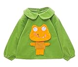 【SEBLES】 キッズ ベビー かえる キュート エプロン スモック 幼稚園 お絵かき 全3色 サイズ 75 80 90 100 クロスセット (グリーン,90)