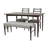 ISSEIKI ダイニング4点セット DINING SET 【高級素材 ウォールナット】高品質 テーブル 食卓 4点セット 135×80 ブラウン色 4人用 ベージュカバーリング付き 木製家具 【VE-08-12】