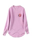 キッズ ベビー服 女の子 長袖 お出かけ ジュニア ニット セーター 遊び着 　伸縮　伸びる　柔らかい　無地　可愛い　保育園　幼稚園 90cm 100cm 110cm 120cm 130cmパープル1