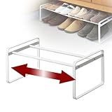 下駄箱 靴箱 靴ラック 玄関収納 伸縮シューズラック フレーム ホワイト 07209