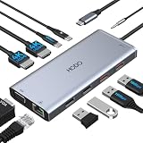 USB Cドッキングステーションデュアルモニター Dell HP用 ノートパソコンドッキングステーション 3モニター USB CハブドックからHDMI 4K2 VGA、イーサネット、10Gbps USB A/Cポート、100W PDポート、オーディオ、タイプCアダプター 11イン1 Lenovo用