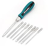 uxcell スクリュードライバー フラットヘッド クロスヘッド プラスチック製取っ手 磁気ヒント 9in1
