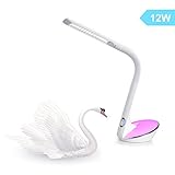 Ledgle 12W Foldable Dimmable LED Desk Lamp Touch Dimmer Reading Table Lamp with Globoid RGB Base 3-L