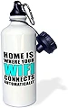 3dRose 「Home Is Where Your Wifi Connects Automatically Aqua」スポーツウォーターボトル 21オンス ホワイト