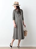 Angeliebe エンジェリーベ マタニティ ワンピース 授乳口 付 ベア 天竺 パッド 付 ワンピ 妊婦服 産前 産後 長袖 (mutti Ei) L グレー 21804