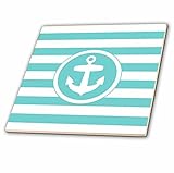InspirationzStore航海デザイン – 航海アンカーの円にターコイズとホワイトストライプ – Aqua Teal – タイル 12" ct_179691_4