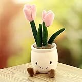 観葉植物 チューリップ ぬいぐるみ 植木鉢 ぬいぐるみ 枕 装飾 かわいい ソフト ピンク 植物 クッション クリスマス 誕生日プレゼントに 本物そっくりぬいぐるみ | 35cm 鉢植えの植物のぬいぐるみ、ぬいぐるみ植物のぬいぐるみ枕 車 部屋 飾り