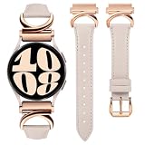 コンパチブル Samsung Galaxy Watch 7/FE/6/5/5 Pro/4 バンド 本革 Cバックル ギャラクシーウォッチ4 40mm・44mm/4 Classic 42mm・46mm/3 41mmに対応 バンド レザー Active 2 40mm・44mm 交換ベルト 20mm レディース 可愛い オシャレベルト 柔らかい(スターライト＋ローズゴールド)