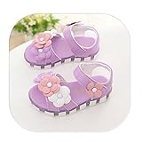 Candykids 花のモチーフ が 素敵 な ガールズ お洒落サンダル 爽やか で 涼しい 夏 の 普段履き 履き心地柔らか で 痛くならない 女の子 が 大満足 (内寸15cm, パープル)