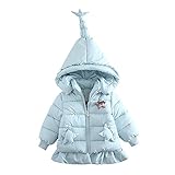 POTOJP 秋冬 暖かい キッズ服 無地 星柄 ジャケット シャープなフード付け 子供 カーディガン コットンコート 上着 長袖 子供服 女の子 幼児 アウター 防寒 保温 棉服 (100, ライト