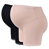 hibote ２点セット　マタニティ　妊娠　調整可能　コットン製　オーバーバンプ　下着　ショーツ　ズボンブラック&肌色/XXL
