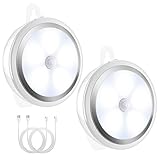 Lucktao 人感センサー ライト USB充電式 LEDセンサーライト 3Mテープ ケーブル付き ナイトライト 小型 ワイヤレス 省エネ 室内/階段/廊下/玄関/トイレ照明 LEDライト 2個セット