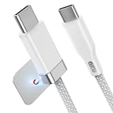 Magtame usb c&usb cケーブル 磁石吸着 壁面に固定機能 タイプcケ_ーブル 金属プレート2個入り 配線落下防止 60W/3A急速充電 PD技術 type-cケー_ブル Phone15/MacbookPro/Pad/Pro等c to c機器対応 (1M-ホワイト)