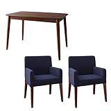 SEMI-TU ダイニング3点セット (テーブル115+チェア2脚) 一人暮らし ダイニングテーブル 2人用 ダイニングソファーセット 肘付き ダイニングチェア (ネイビー2脚) TU-500026267
