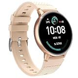 JUSUTEK 人気 スマートウォッチ通話機能付き Bluetooth5.2 丸型 音楽プレーヤー 歩数計 消費カロリー 100種類のモーションモード アラーム,着信電話 Line Gmail通知 iphone&アンドロイド対応 お贈り物 日本語対応 日本語の説明書 (金)