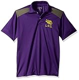 NCAA LSU TigersメンズCTRロゴポロシャツ、XL、パープル/チャコール