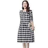 JQ trend レディース マタニティー 长袖 ボーダー ワンピース フレアスカート 産前 (3色) (XXL, ブラック)