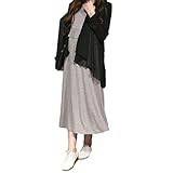 （エヌアンドティー） N&T 長袖 カーディガン 授乳 ワンピース 2 セットお出かけ用 授乳服 レディース チャック 授乳口 付き リラックス ルームウエア (ブラック×グレー・サイズ：M)