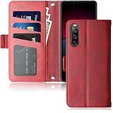Xperia 10 IV ケース 手帳型 SO-52C SOG07 対応 カード 収納 カバー (Xperia 10 IV, レッド)