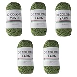 すみれcraftショップ 「30 COLORS YARN」 コットン アクリル 毛糸 一玉約50g 120m 単色5玉セット 編み物 (21.グリーンティー)