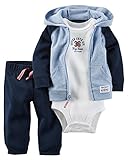カーターズ Carter's 正規品 長袖パーカー+半袖ボディスーツ+パンツ 3点セット☆水色36☆　3M(60-65cm)