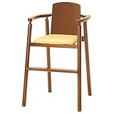 オリバー ダイニング キッズチェア 木製 ビニールレザー張り ミディアムブラウン×クリームイエロー (S・CK-201・MB+AL-04D)