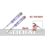 SODIAL(R) 2x クリア青いプラスチックグリップ　マイナスドライバー100-500V AC電圧テスタ