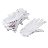 uxcell 手袋　ノンスリップ手袋　フル指　ストリップ　ミニドット　ホワイト　10ペア入