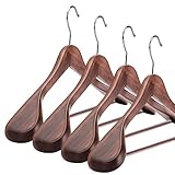 チチロバ TITIROBA 木製ハンガー スーツ ジャケット コート 型崩れ防止 滑り止め加工バー マーズブラウン 4本組 厚さ5.5cm