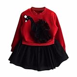 Franterdベビー長袖ブラックスワンプリンセスドレス、子供用ガールズレース糸ドレス