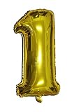 Langxun 32" Number 0-9 Thickening Gold Foil Digital Air-filled / Helium Balloons for Birthday & Part