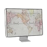 kwmobile 20-22"モニター対応 モニターカバー - PC 画面 パソコン ホコリ 防止 - 防塵 リネン 水彩の花束デザイン