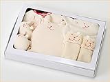 オーガニックコットン　無農薬　出産祝いギフト　ベビー服　ギフトセット　スタイ　腕枕　リストラル　靴下　帽子　ベビー用品＝日本製＝お手ごろなお値段でこの内容＝出産祝いやギフトにもどうぞ