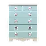 アルファタカバ 子供部屋に置きたいキッズチェスト ポップスター 幅75cm5段タイプ パステルブルー(取っ手ピンク)