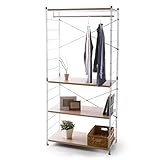 ラック ユニットシェルフ 連結・組合せ可能 7段階 可動棚 ハンガー ハイタイプ 幅85cm オーク/ホワイト