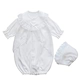 秋冬物 お宮参り 退院時におすすめの厚手素材　お帽子付き新生児ベビードレス