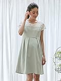 Angeliebe エンジェリーベ マタニティ ワンピース 授乳口付き レース 切替 タック ワンピ 妊婦服 産前 産後 半袖 お宮参り S ～ M ペール グリーン 21922 21922101